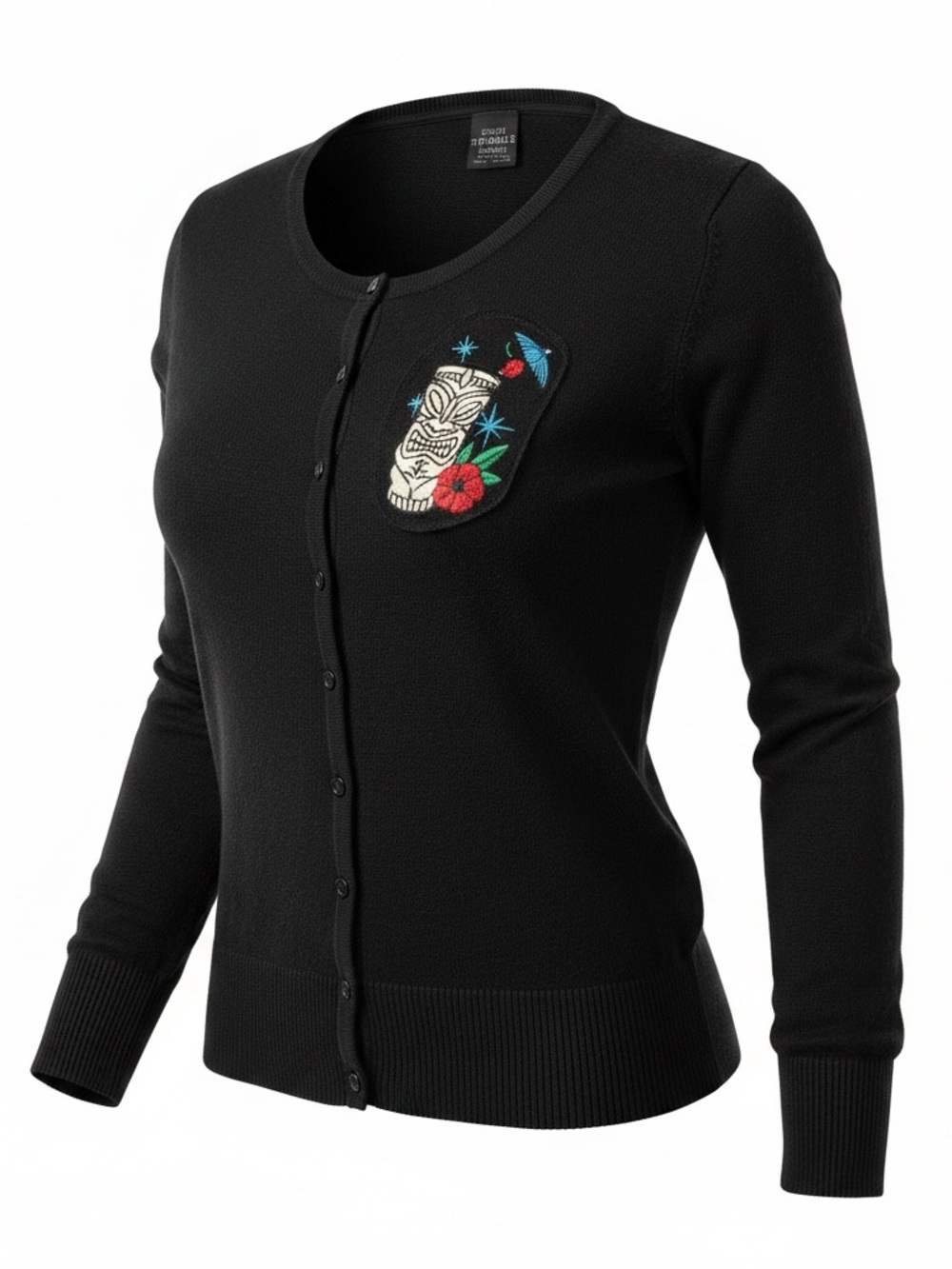 🌺Double Trouble Apparel Embroidered Tiki Cardigan, Black, 2X, NWOT🌺 - Picture 3 of 14